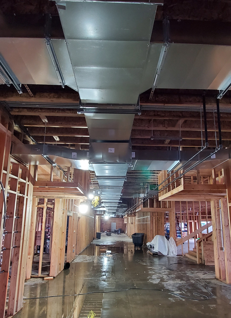 HVAC ceiling installation in new building