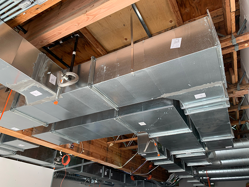 Ceiling duct work for Salem Health building